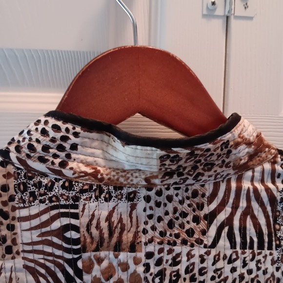 Alfred Dunner Stunner Quilted Patchwork Animal Print Collarless Jacket Size 12 - Picture 13 of 14